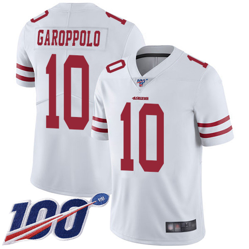 San Francisco 49ers Limited White Men #10 Jimmy Garoppolo Road NFL Jersey 100th Season Vapor Untouchable->youth nfl jersey->Youth Jersey